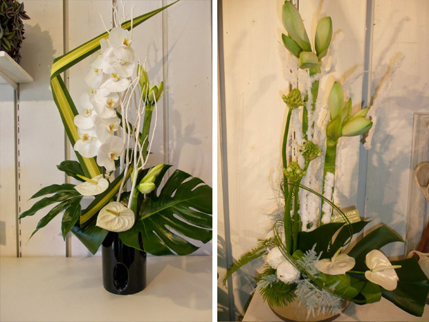 composition phalaénopsis blanc et composition amaryllis blanc